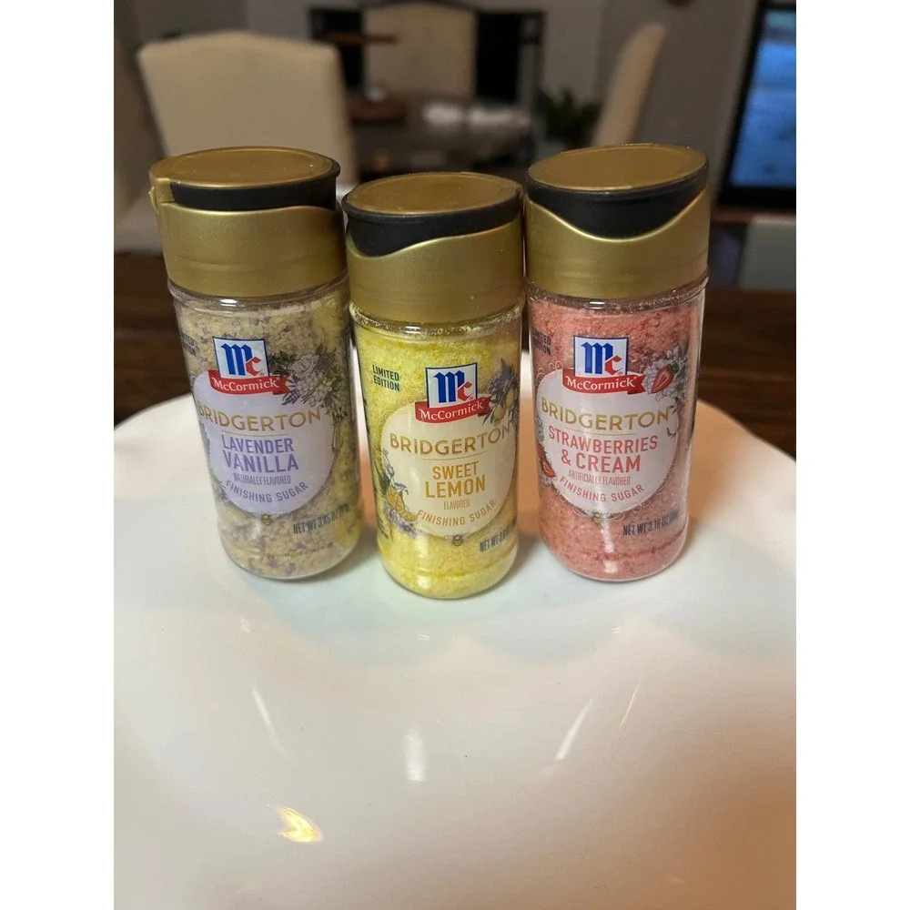 McCormick Bridgerton Lmtd Edtn Finishing Sugar Set Lav Van Sweet Lemon Strwb Crm